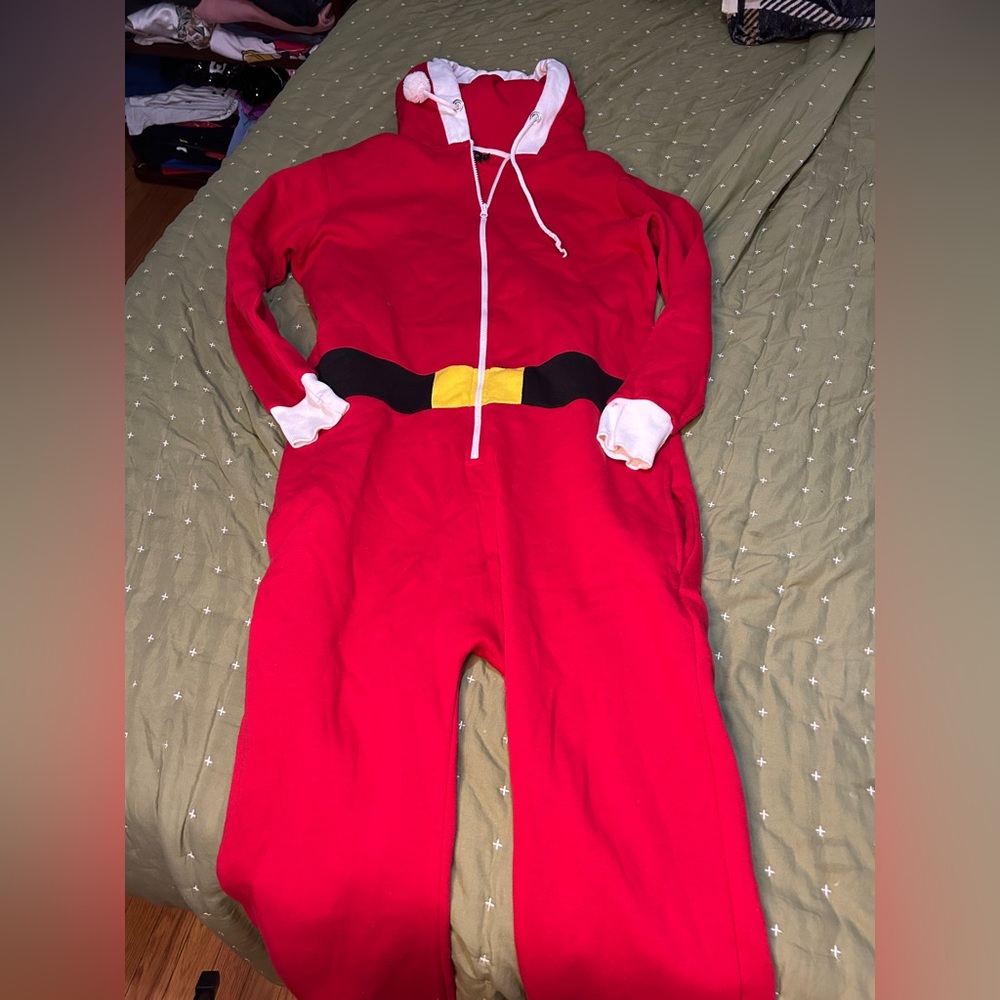 Christmas Shop Unisex Santa All-in-One/Onesie (L) (Red)